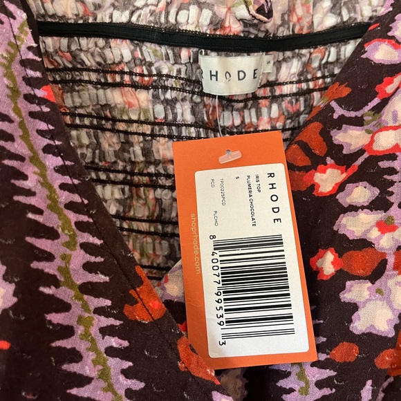 Rhode Iris Top Plumeria Chocolate Women’s Size Small New With Tags - Picture 5 of 8